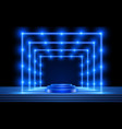blue podium with pink light on stage vector image