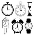 clock icons set black flat collection vector image