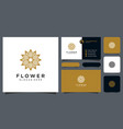 flower mono line luxury logo with business card vector image vector image
