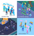 protesting people isometric design concept vector image vector image