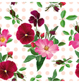 seamless pattern bouquet of pink roses and purple vector image