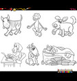 cartoon dogs animal characters set coloring page vector image
