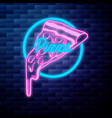 vintage pizza emblem glowing neon vector image vector image