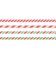 christmas candy cane straight line border with red vector image vector image
