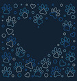 pet paw prints heart shaped frame - animal vector image vector image