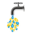 water drops and coins from the tap vector image