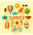background with stylized summer objects design vector image vector image