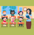 kids in classroom teacher and pupils in vector image
