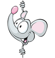 mouse peeking out from vertical white desk vector image