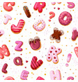 dessert alphabet seamless pattern color font vector image