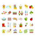 spring and gardening tools icons set planting vector image