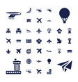 37 flight icons vector image vector image
