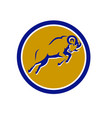 bighorn sheep jumping circle retro vector image vector image