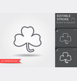clover leaf line icon with editable stroke vector image