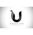 U letter logo design brush paint stroke artistic Vector Image