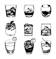 cocktails set glasses collection drinking whiskey vector image
