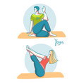 yoga time woman and man practicing vector image