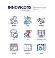football - modern color single line icons vector image