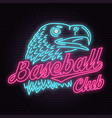 neon baseball club badge vector image vector image