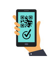 scan the qr code with phone smartphone vector image