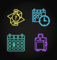 set travel schedule concept neon icons vector image
