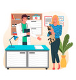 veterinarian with clipboard and girl with racoon vector image