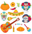 day dead mexican tradition objects vector image