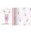 rabbit with heart - seamless pattern vector image vector image