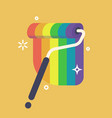 gay pride flag being painted with paint roller vector image