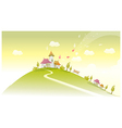 houses on green landscape vector image