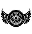 monochrome pattern - car wheel with wings vector image vector image