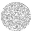 set of easter cartoon doodle objects vector image