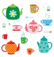 set of teapots and cups vector image vector image