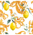 watercolor lemon seamless pattern vector image vector image