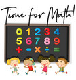 children counting numbers on board vector image