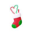 christmas sock and sweets 3d holiday design vector image vector image