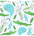 cute sea animals seamless pattern vector image vector image