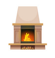 modern interior fireplace with burning wood vector image vector image