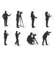 news reporter silhouettes journalist silhouettes vector image vector image