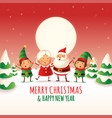 santa claus mrs claus and elves celebrate vector image vector image