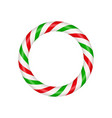 christmas candy cane circle frame with red vector image vector image
