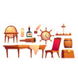 isolated icons pirate ship equipment vector image