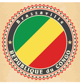 vintage label cards of republic the congo flag vector image