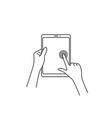 linear tablet in hand touches screen vector image