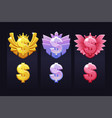 achievement dollar sign for game award vector image vector image