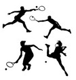 black silhouette of tennis player on white vector image
