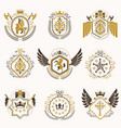 set of vintage emblems created with decorative vector image
