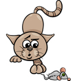 cat with toy mouse cartoon vector image