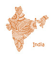 textured map of india hand drawn ethno vector image vector image