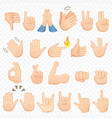 set of cartoon hands icons and symbols emoji hand vector image vector image